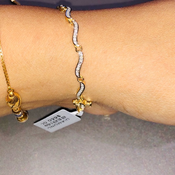 10k gold vermeil Real Diamond Genuine natural dainty elegant bracelet NOT CZ WOW - Picture 8 of 8